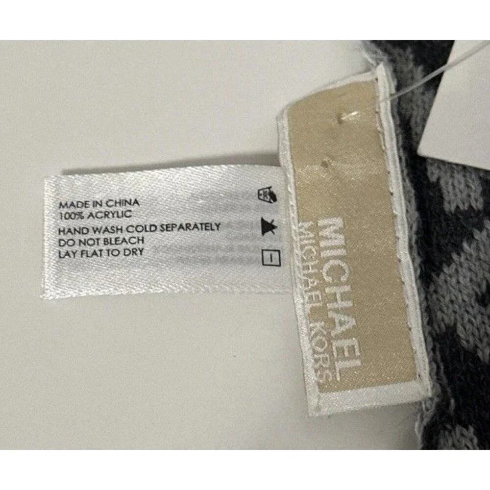 Michael Kors Women's Knit Scarf MK Logo Gray On Gray 9”x67” NWT Fall 2015